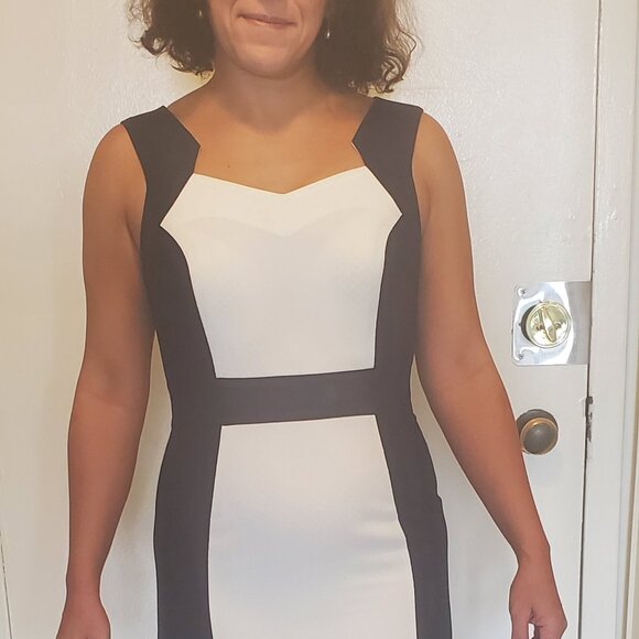 Gorgeous Navy&White Formal Polyester Dress - Picture 3 of 6